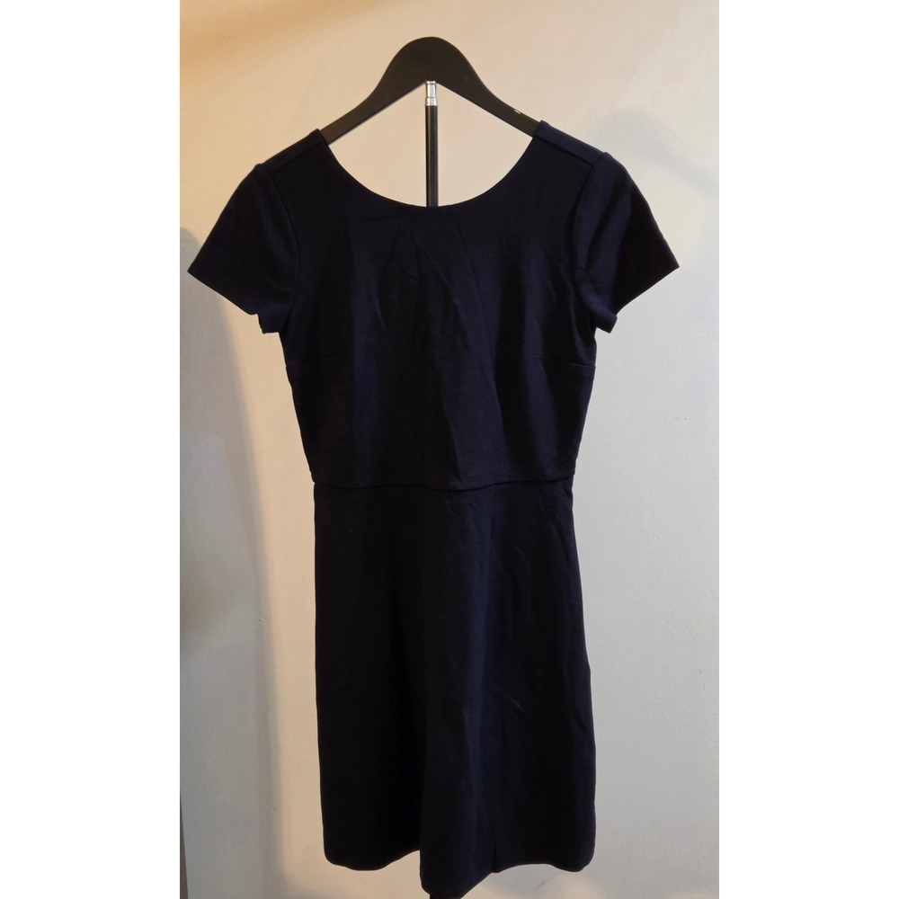 NWT Loft Petites Fit & Flare Open Back Dress Women's Size 2P Navy Spandex Blend